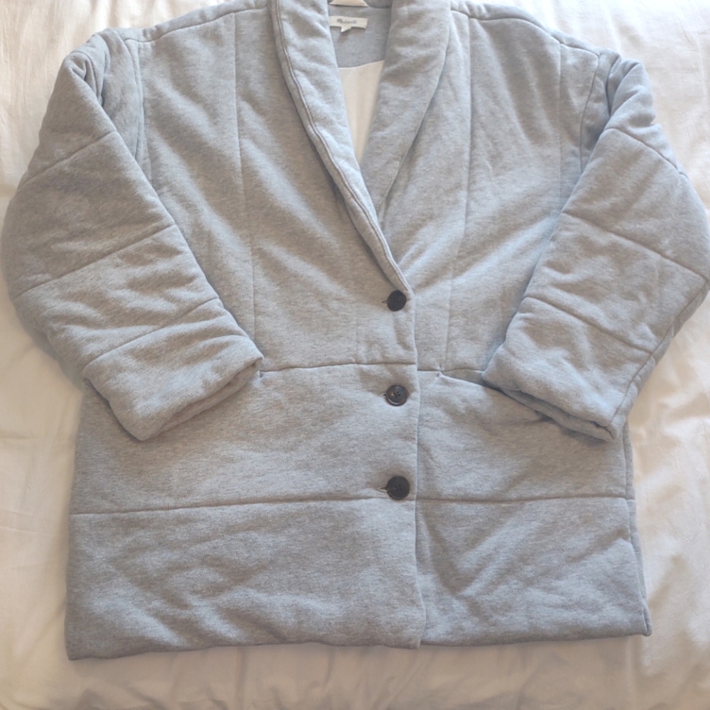 Madewell Shawl Collar Puffer Jacket - Gray Heather - XL - Picture 7 of 10